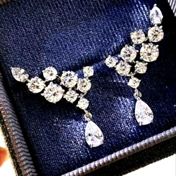 Clear White 1.20 Ct. Diamond Stud Back Earrings 14K White Gold on 925 Silver - Picture 4 of 6